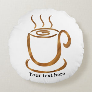 Java Steaming Cup Trä Böjd Kaffe & Te Rund Kudde