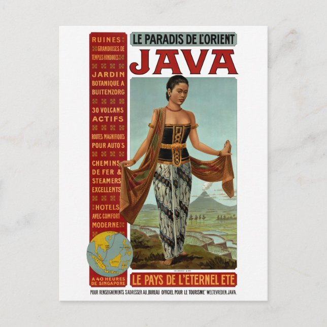 Java Vintage Resoraffisch Återställd Vykort (Framsida)