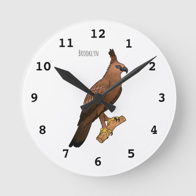 Javan Hawk eagle (tecknad) Rund Klocka (Framsida)