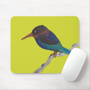 Javan Kingfisher på en mussla Musmatta