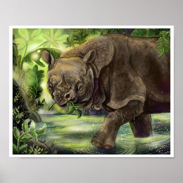 Javan Rhino Art Poster (Framsidan)