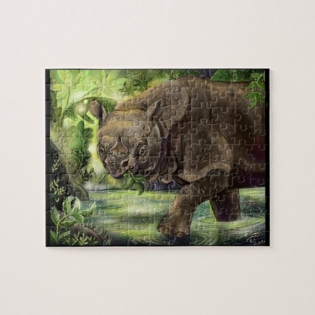 Javan Rhino Art Pussel (Horisontell)