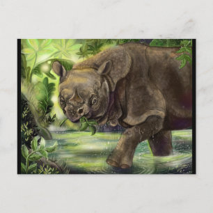 Javan Rhino Art Vykort