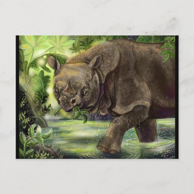 Javan Rhino Art Vykort (Framsida)