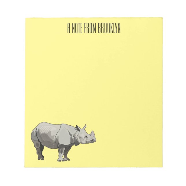 Javan rhinoceros tecknad illustration anteckningsblock (Framsida)