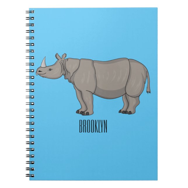 Javan rhinoceros tecknad illustration anteckningsbok (Framsidan)
