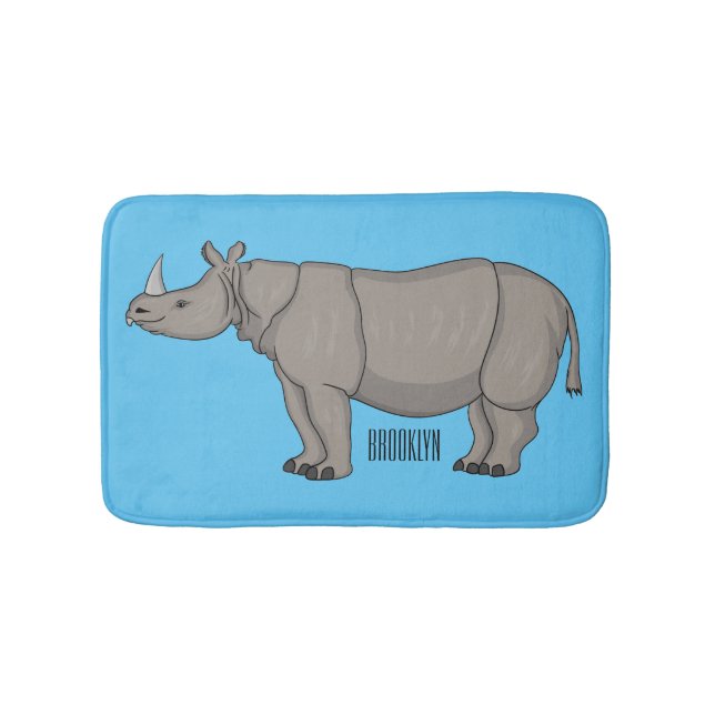 Javan rhinoceros tecknad illustration badrumsmatta (Framsidan)