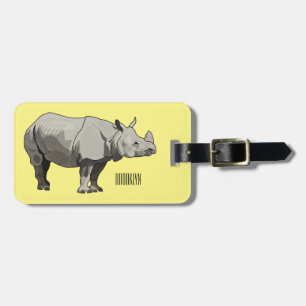 Javan rhinoceros tecknad illustration bagagebricka