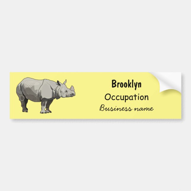 Javan rhinoceros tecknad illustration bildekal (Framsidan)
