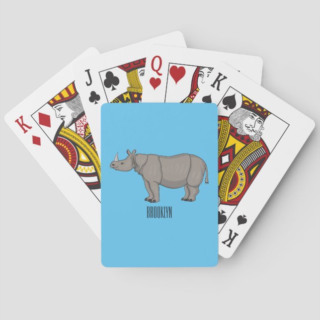 Javan rhinoceros tecknad illustration casinokort (Baksidan)