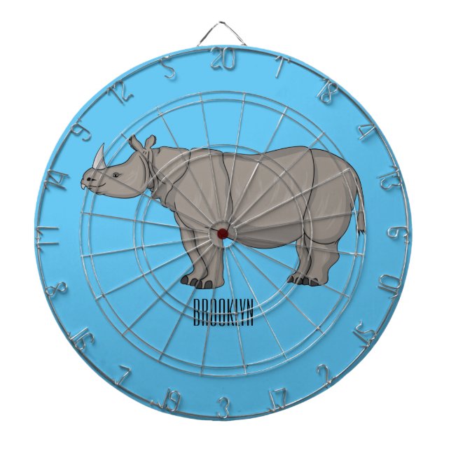 Javan rhinoceros tecknad illustration darttavla (Framsidan)