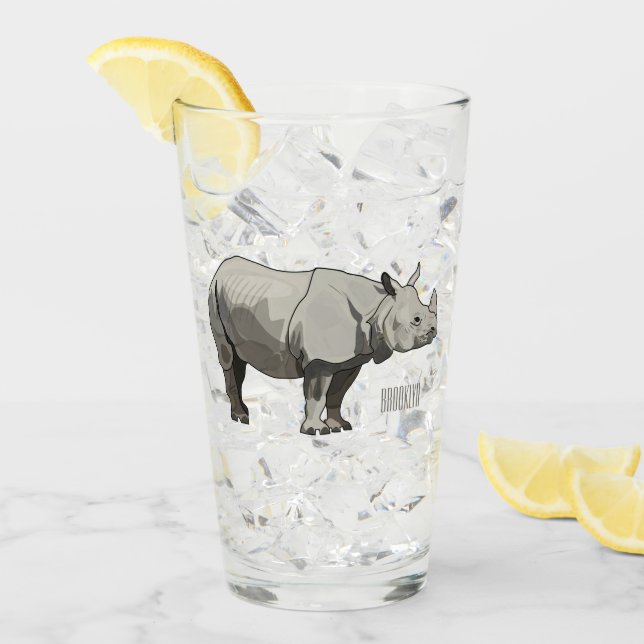 Javan rhinoceros tecknad illustration glaskopp (Framsida Ice)