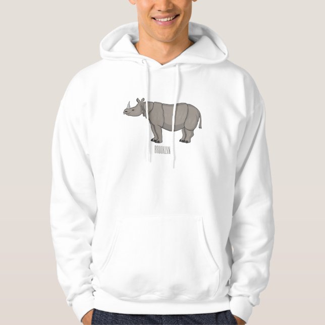 Javan rhinoceros tecknad illustration hoodie (Framsida)