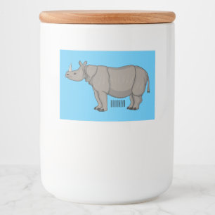 Javan rhinoceros tecknad illustration mat etiketter