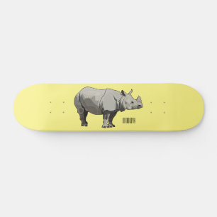 Javan rhinoceros tecknad illustration mini skateboard bräda 18,5 cm