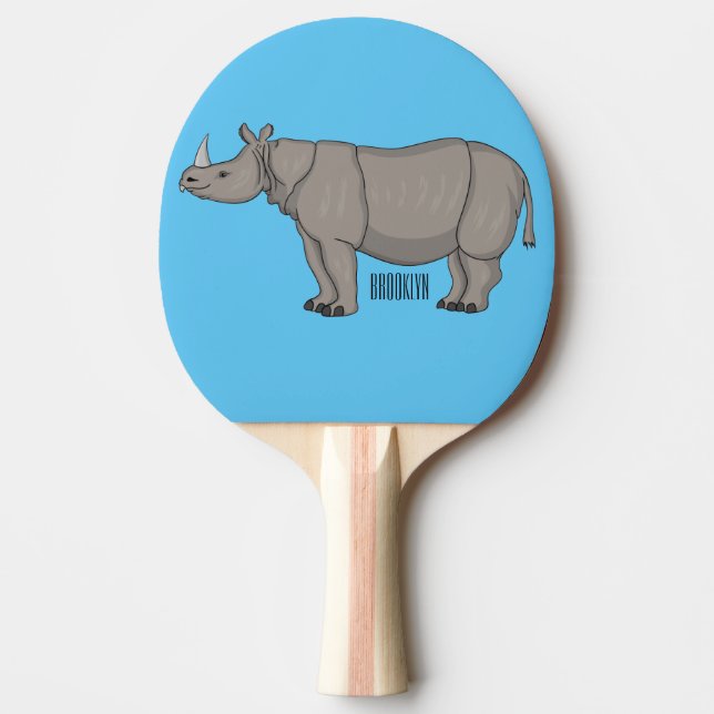 Javan rhinoceros tecknad illustration pingisracket (Framsidan)