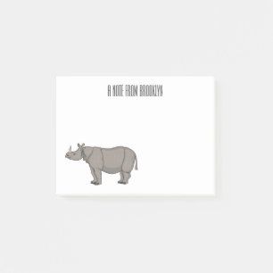 Javan rhinoceros tecknad illustration post-it block