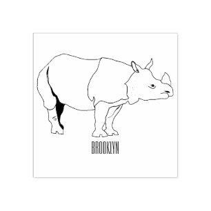 Javan rhinoceros tecknad illustration stämpel