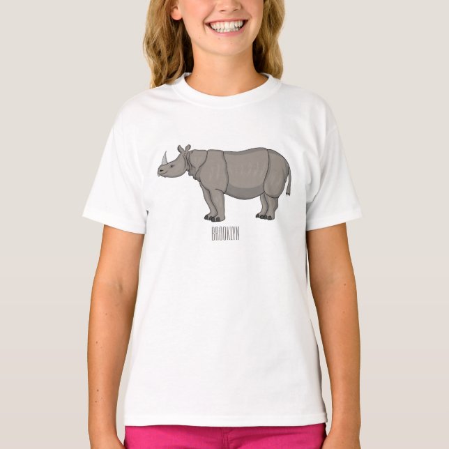 Javan rhinoceros tecknad illustration t shirt (Framsida)