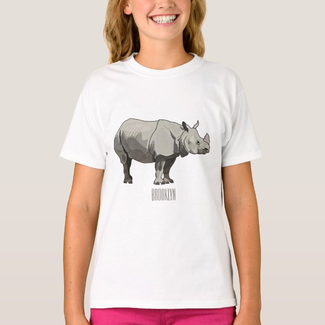 Javan rhinoceros tecknad illustration t shirt (Framsida)