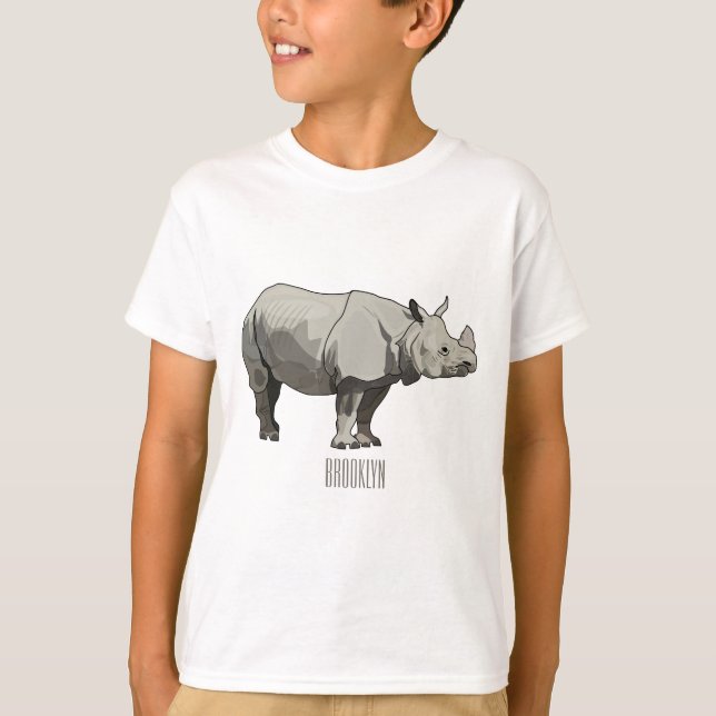 Javan rhinoceros tecknad illustration t shirt (Framsida)