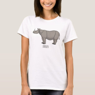 Javan rhinoceros tecknad illustration t shirt