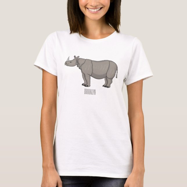 Javan rhinoceros tecknad illustration t shirt (Framsida)