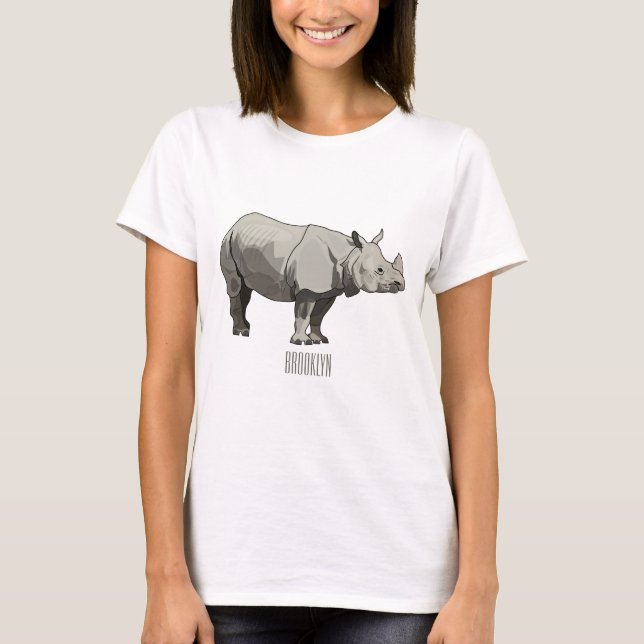 Javan rhinoceros tecknad illustration t shirt (Framsida)