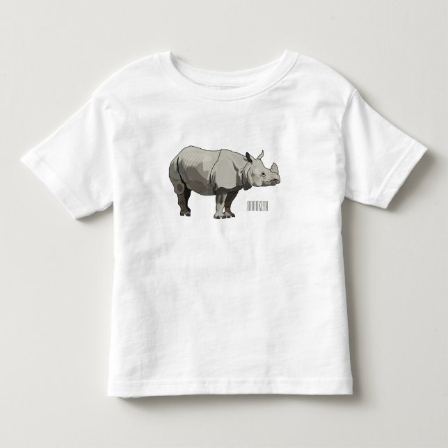 Javan rhinoceros tecknad illustration t shirt (Framsida)