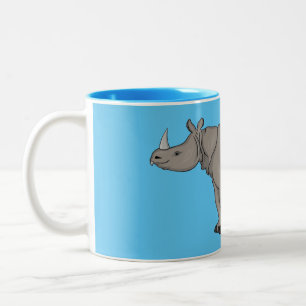 Javan rhinoceros tecknad illustration Två-Tonad mugg