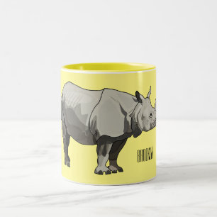 Javan rhinoceros tecknad illustration Två-Tonad mugg