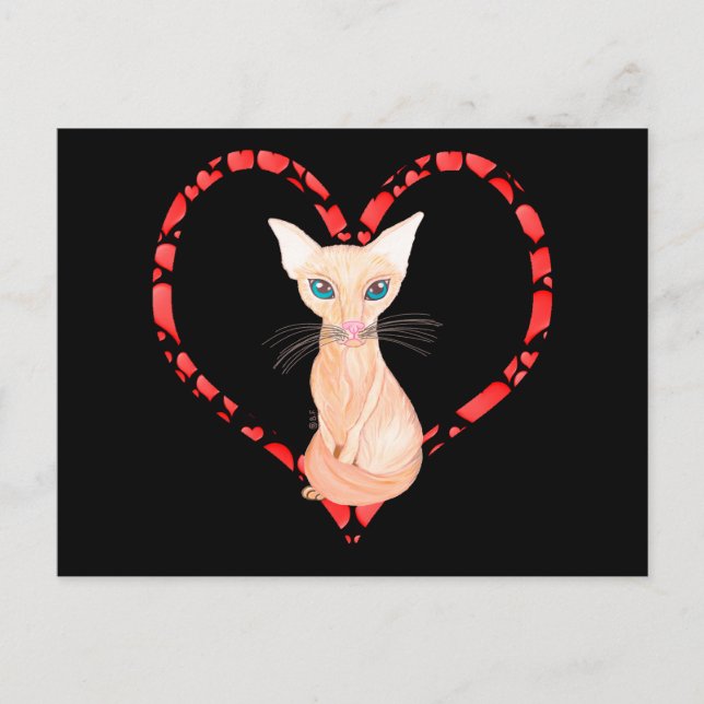JAVANESE CAT HEART HELG VYKORT (Framsida)