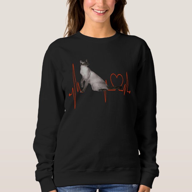 Javanese Cat Heartbeat EKG  Cat & Kitten T Shirt (Framsida)