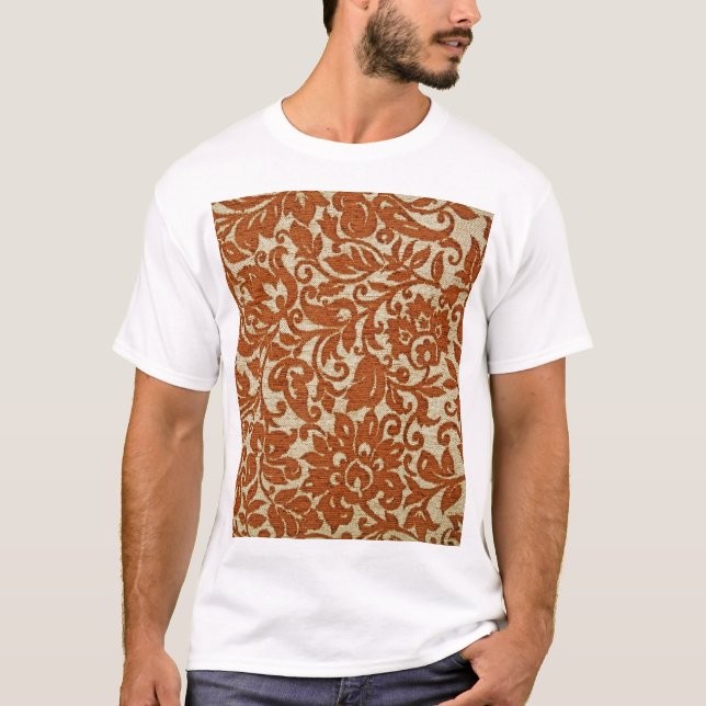 Javanskt blommönster: Vävt struktur. T Shirt (Framsida)