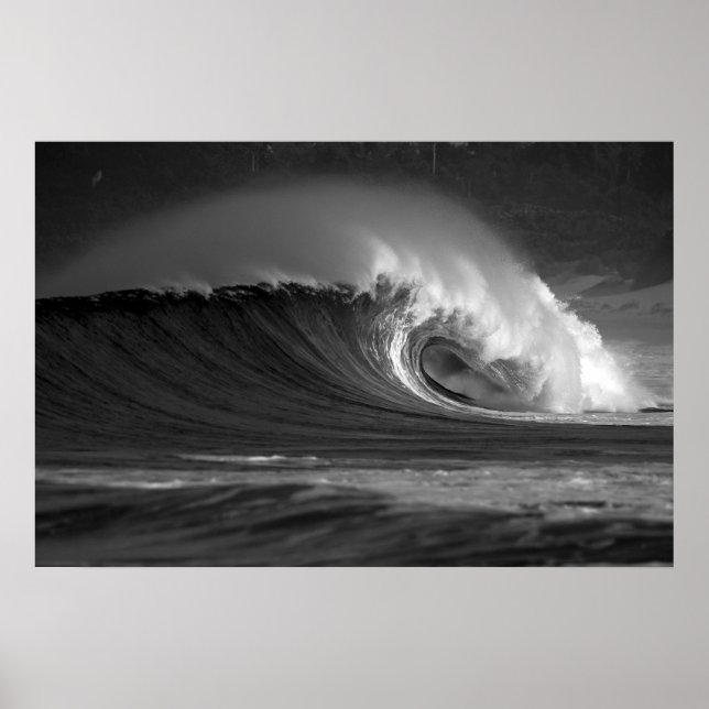 Java's Epic Wave - Black & White Surfa Poster (Framsidan)
