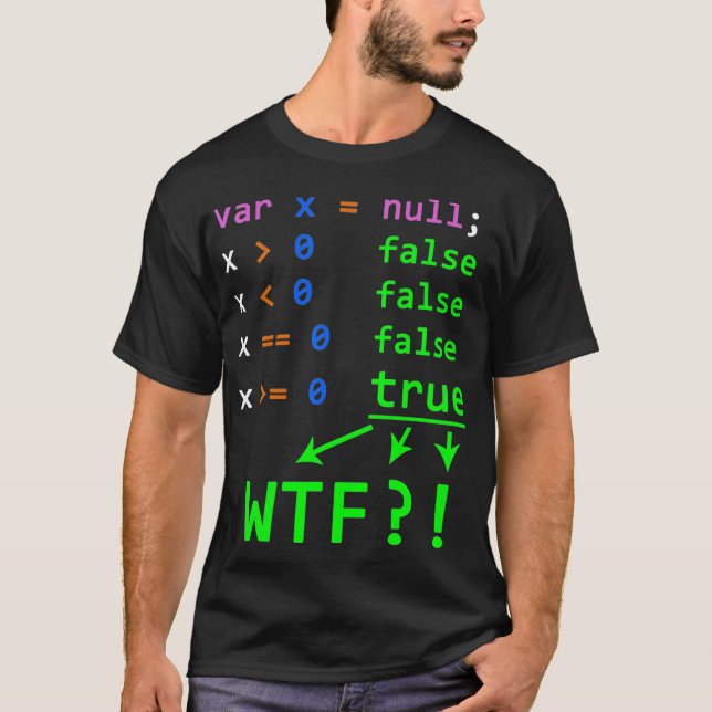 Javascript Programming Joke med null-värde för de T Shirt (Framsida)