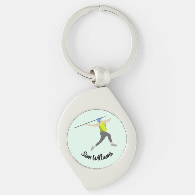 Javelin Swirl Silverfärgad Nyckelring (Framsidan)