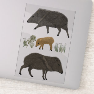 Javelina Family Desert Animals Färgpenna Art Klistermärken