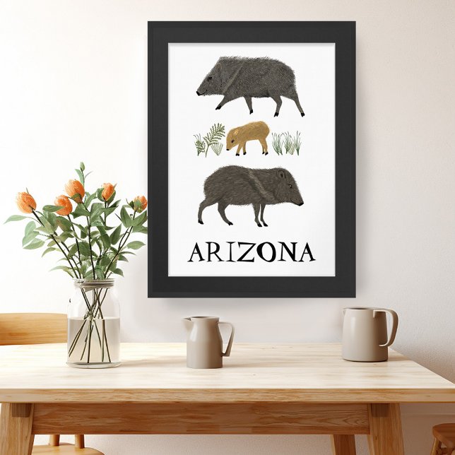 Javelina Family Porträtt Desert Animals ARIZONA Poster (Javelina Family Portrait Desert Animals ARIZONA Poster Wall Art - customize with your text)