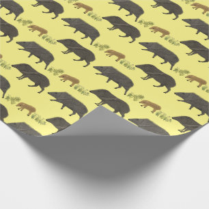 Javelina Family Porträtt Desert Animals Mönster Presentpapper