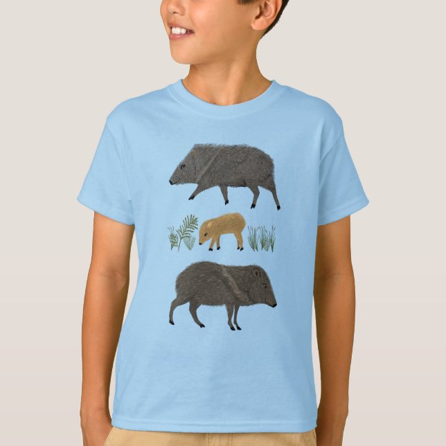 Javelina Family Porträtt Desert Animals T Shirt (Framsida)