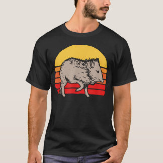 Javelina Vintage Retro 80Tals Solnedgång Söt Rolig T Shirt