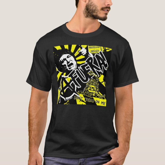 Javier Milei AFUERA Don't Tread On Me T-Shirt (Framsida)