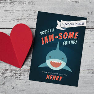Jaw-some Shark Classroom Valentine Day Card Inbjudningar