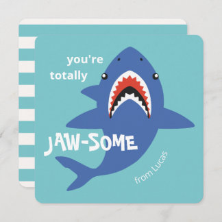 Jaw-some shark classroom valentines day card julkort