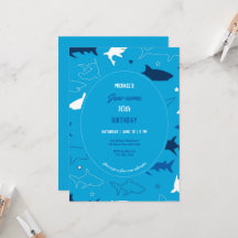 Jaw-some Shark Födelsedagsfest inbjudan