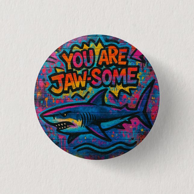 Jaw-some Shark Graffiti Knapp (Framsida)
