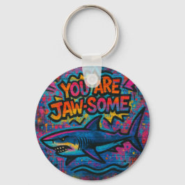 Jaw-some Shark Graffiti Nyckelring