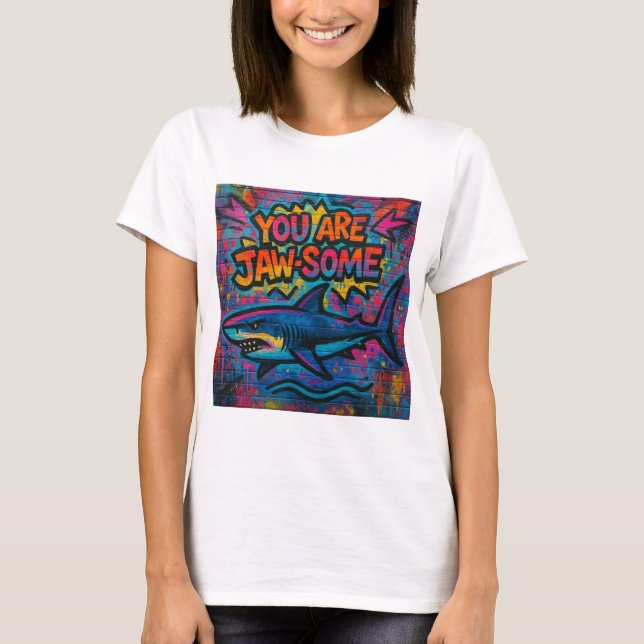 Jaw-some Shark Graffiti T Shirt (Framsida)