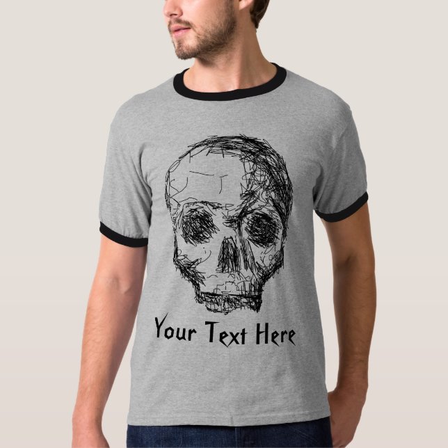 Jawless Black Skull. T Shirt (Framsida)